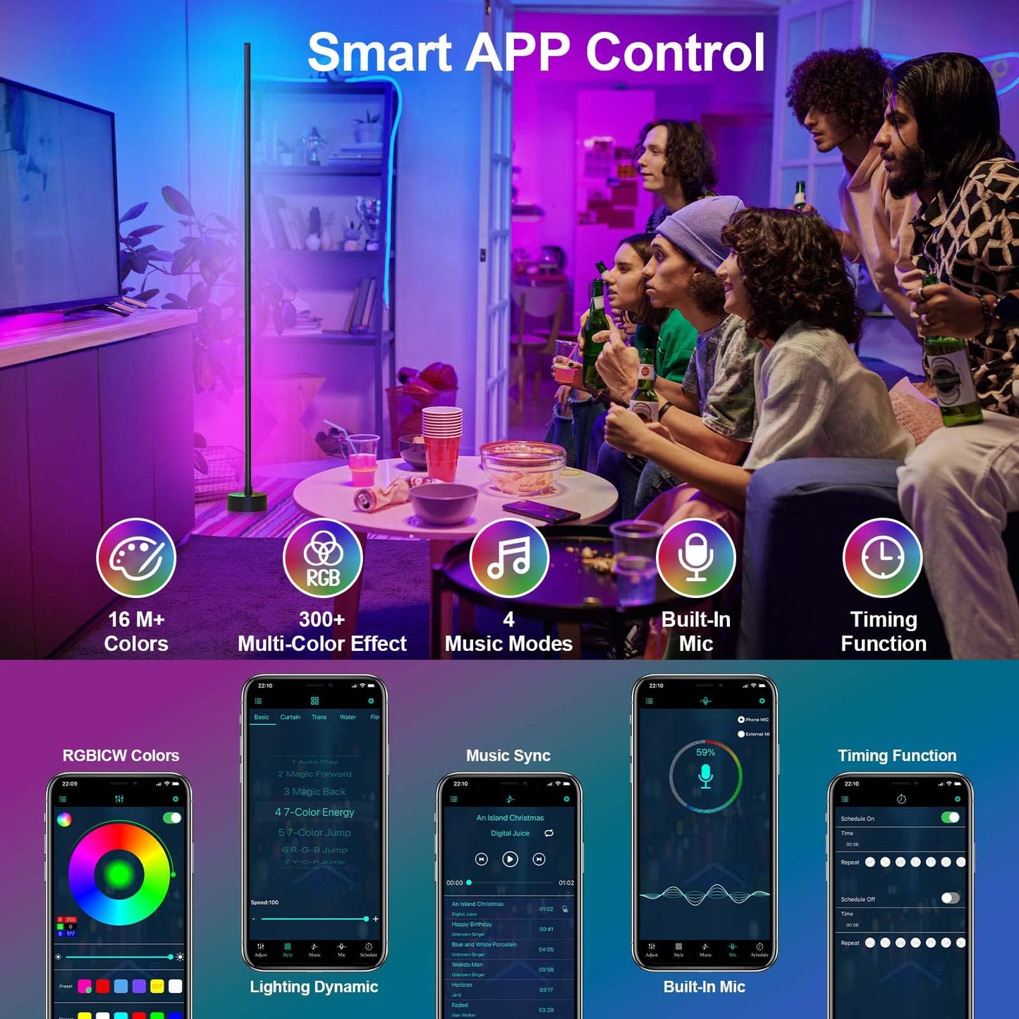 Lámpara LED RGB con Sincronización Musical