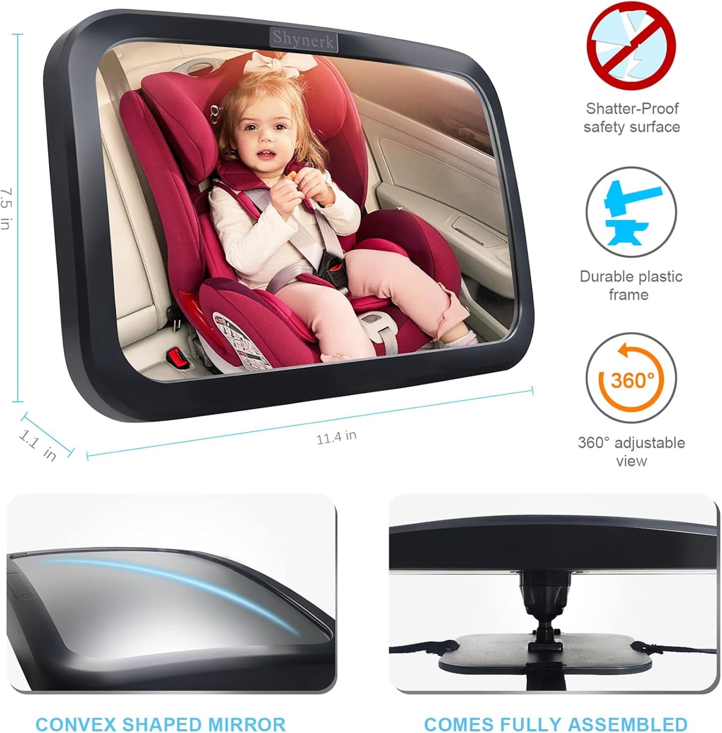 Espejo De Seguridad Shynerk Para Auto Rotación De 360°