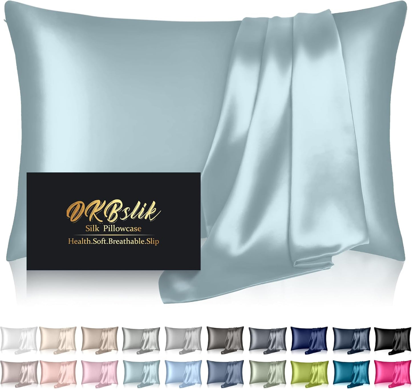 Funda DKBslik De Almohada De Seda Morera Azul Agua