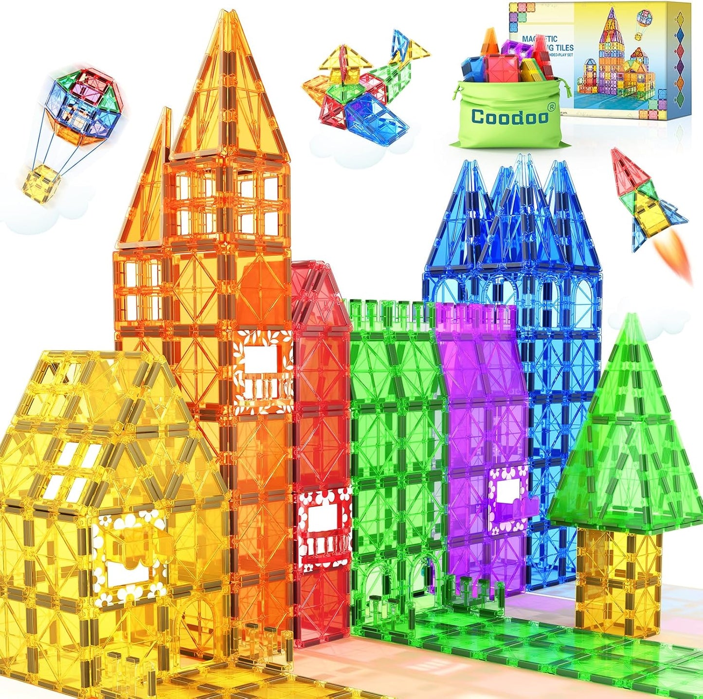 60 Piezas De Bloques Magnéticos De Construcción