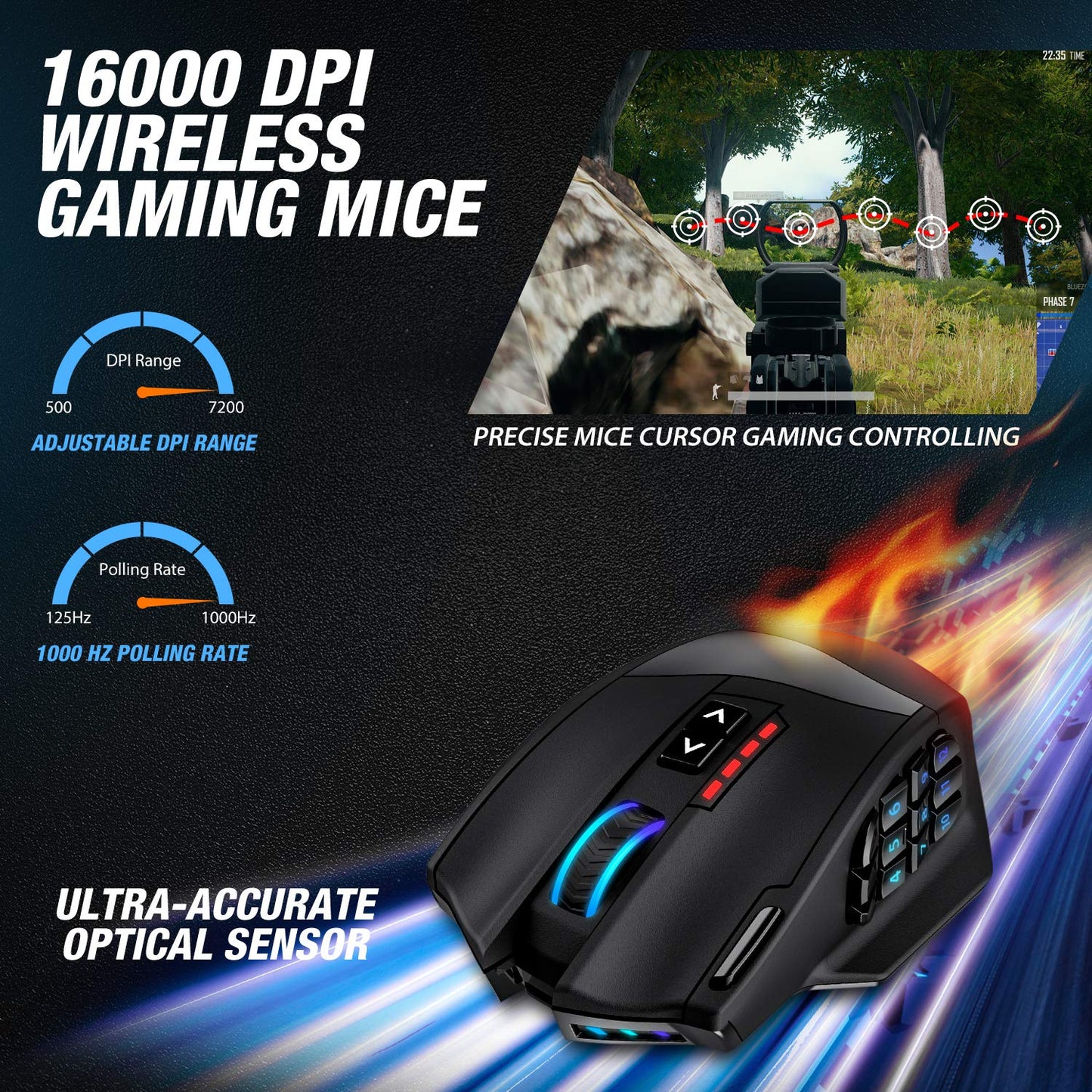 Mouse Venus Pro RGB Wireless MMO Gaming