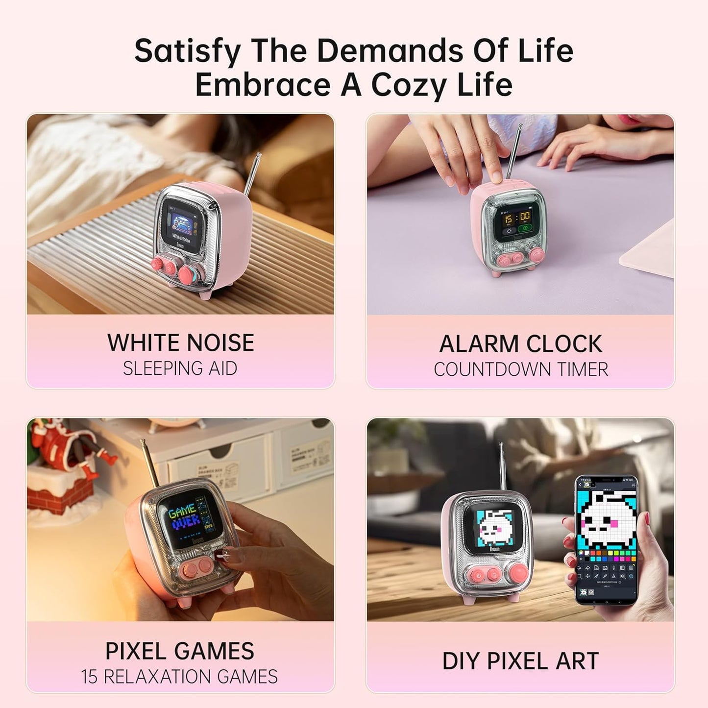Minialtavoz Inalámbrico Portátil Con Diseño De Píxeles