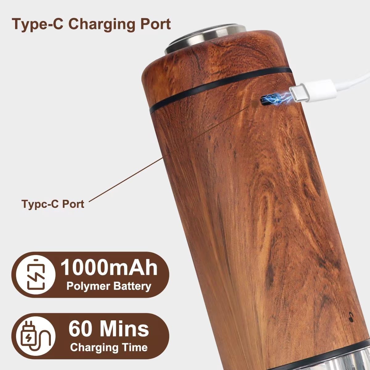 Molinillo Eléctrico De Sal Y Pimienta Recargable LED