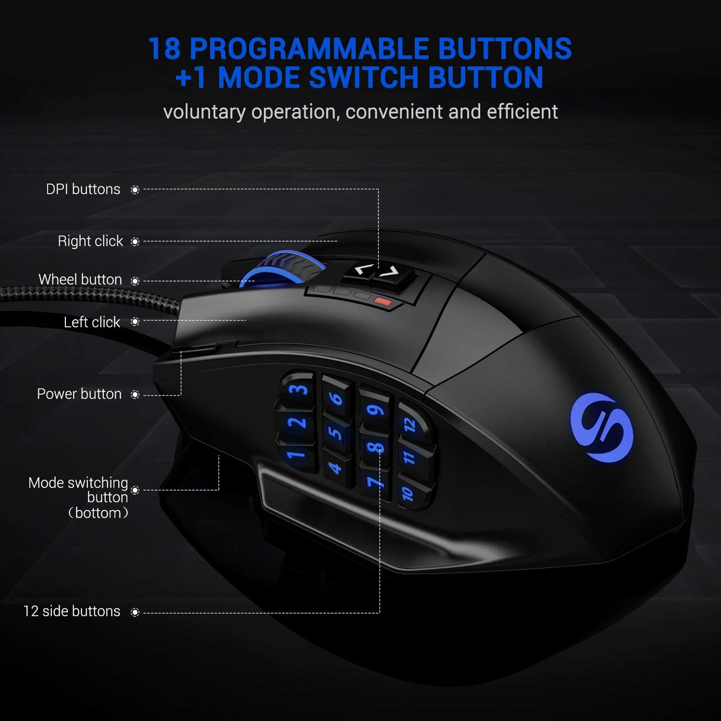 Mouse Venus Pro RGB Wireless MMO Gaming