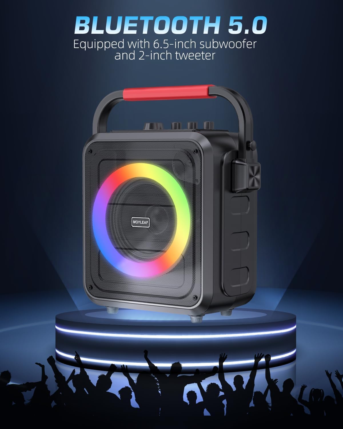 Altavoz Bluetooth Portátil Con 2 Micrófonos Inalámbricos