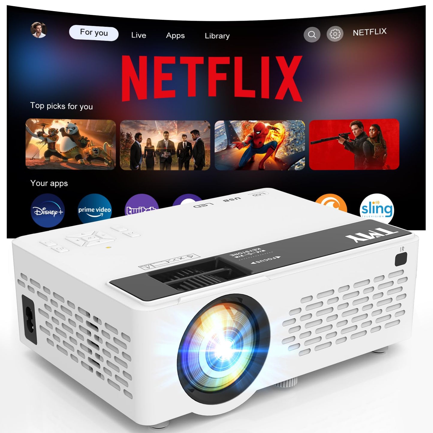 Proyector TMY Tu Cine Portátil con WiFi y Bluetooth