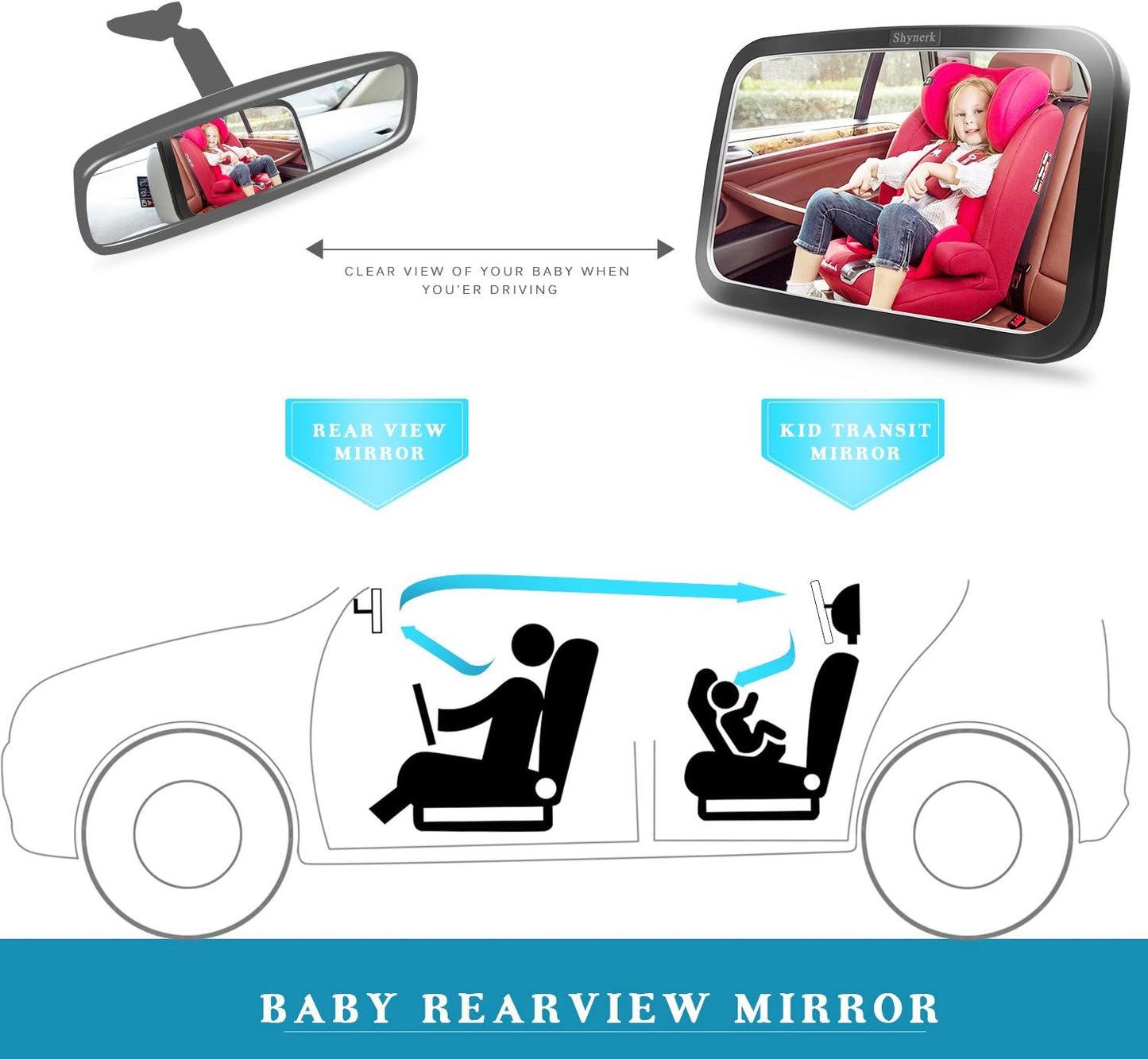 Espejo De Seguridad Shynerk Para Auto Rotación De 360°