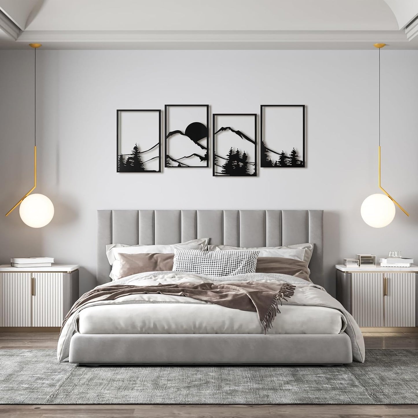 4 Piezas Arte De Pared De Metal Negro Art3d