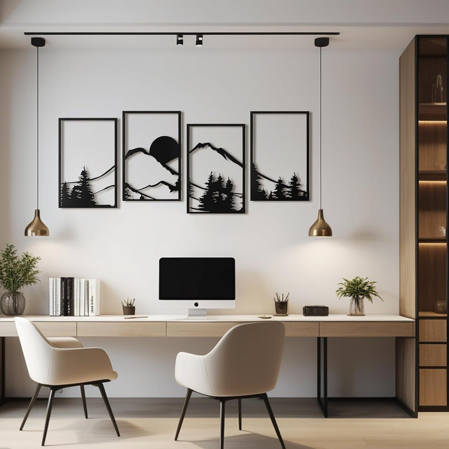 4 Piezas Arte De Pared De Metal Negro Art3d