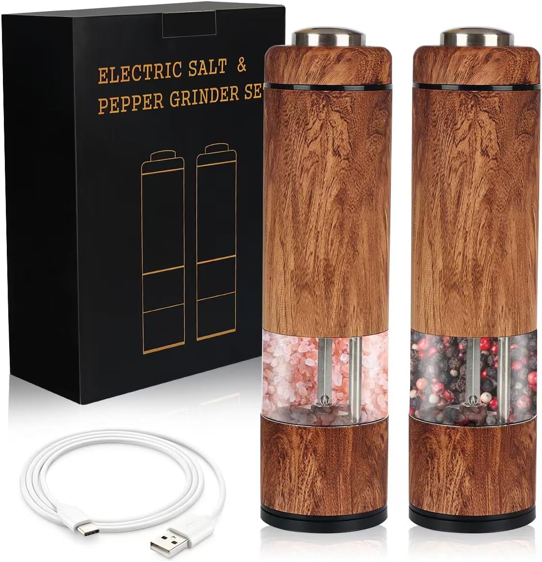 Molinillo Eléctrico De Sal Y Pimienta Recargable LED