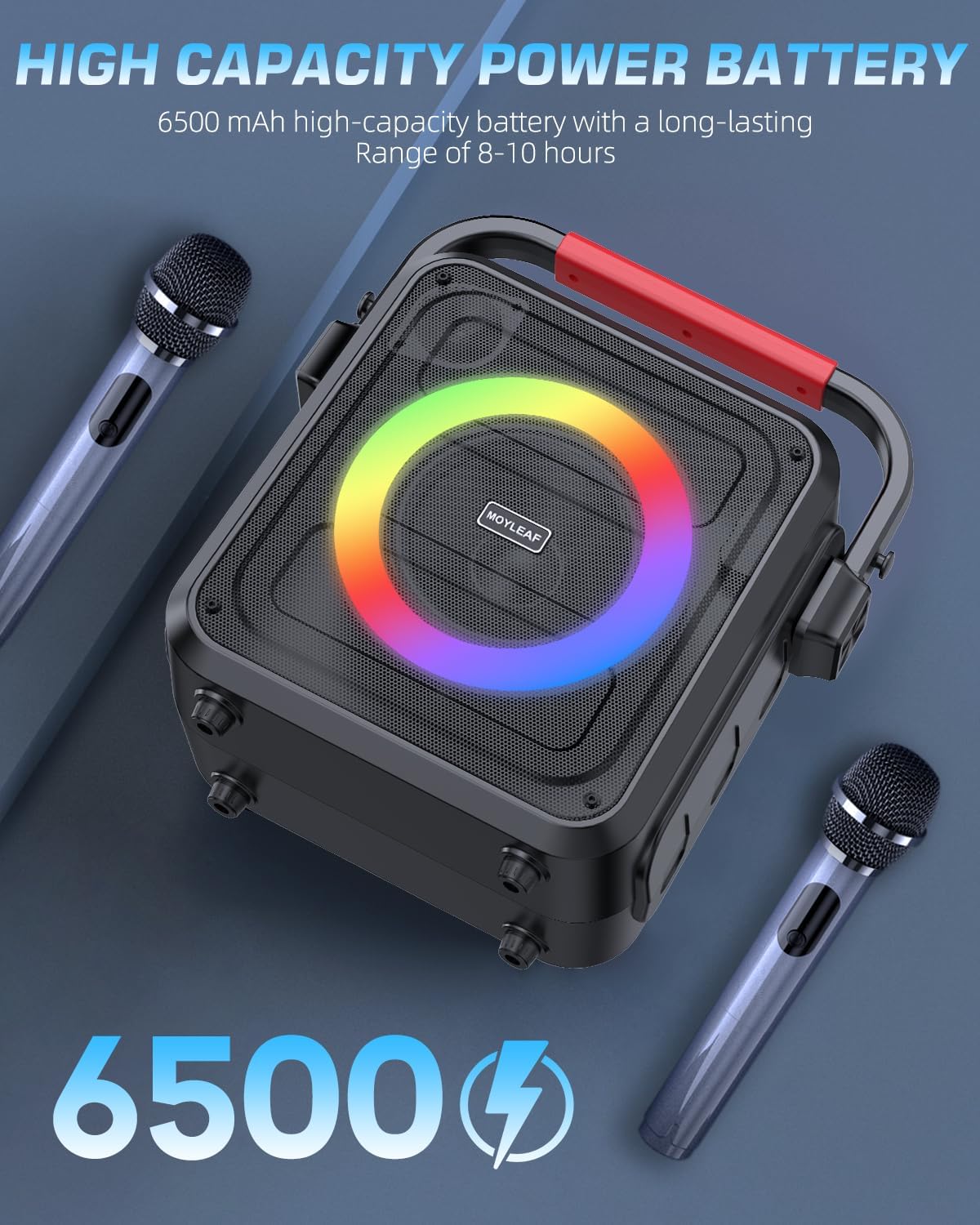 Altavoz Bluetooth Portátil Con 2 Micrófonos Inalámbricos