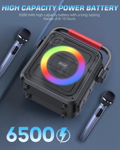 Altavoz Bluetooth Portátil Con 2 Micrófonos Inalámbricos