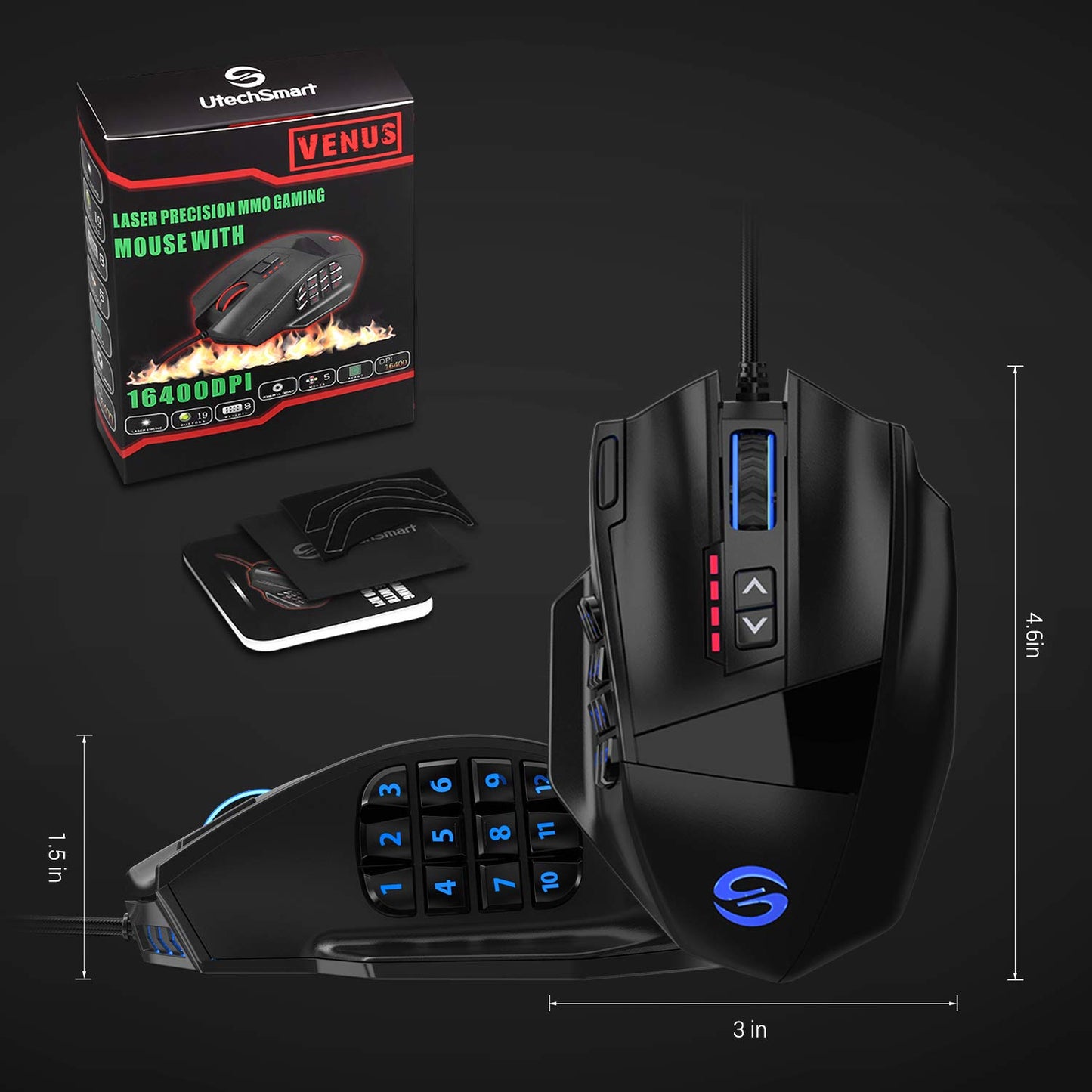 Mouse Venus Pro RGB Wireless MMO Gaming