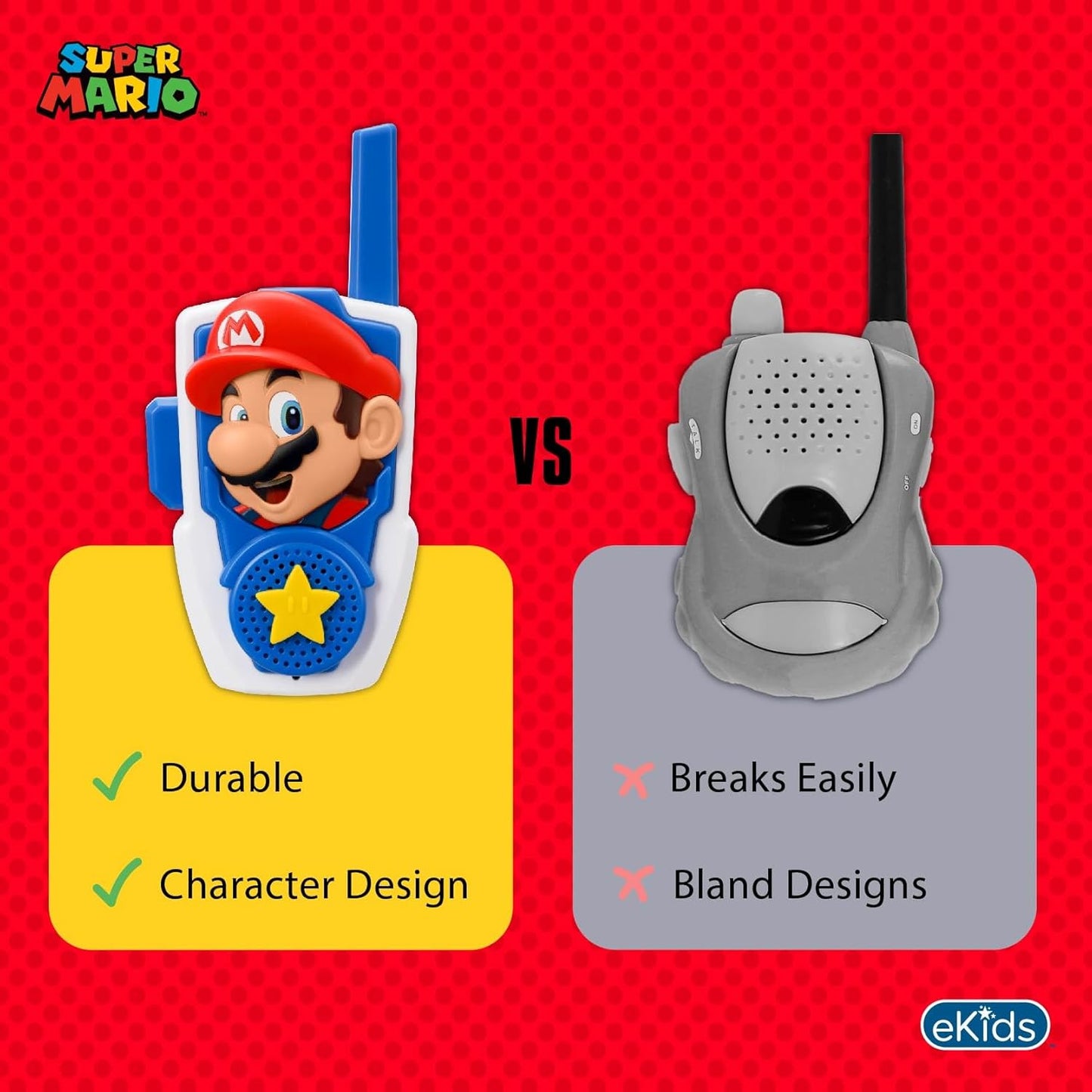 Walkie-talkies Super Mario Bros Para Niños De 3 Años En Adelante.