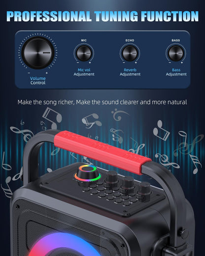 Altavoz Bluetooth Portátil Con 2 Micrófonos Inalámbricos