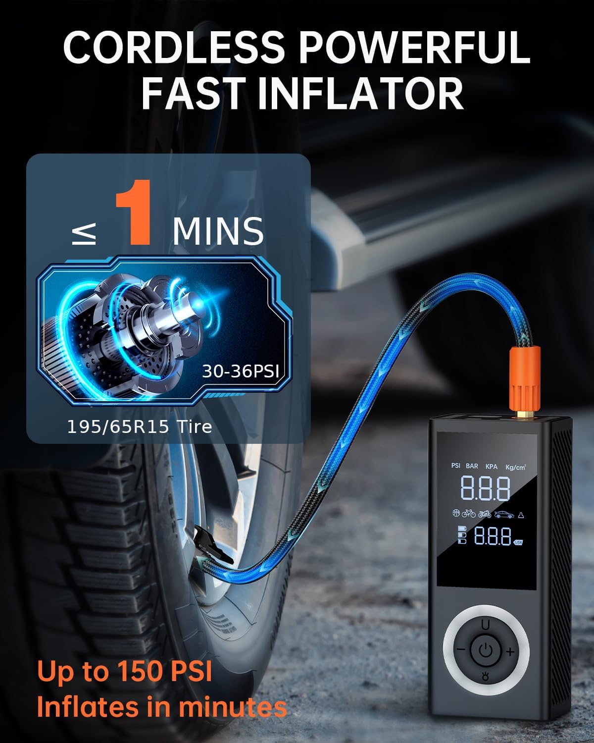 Compresor De Aire Portátil Para Inflar Neumáticos 150 PSI
