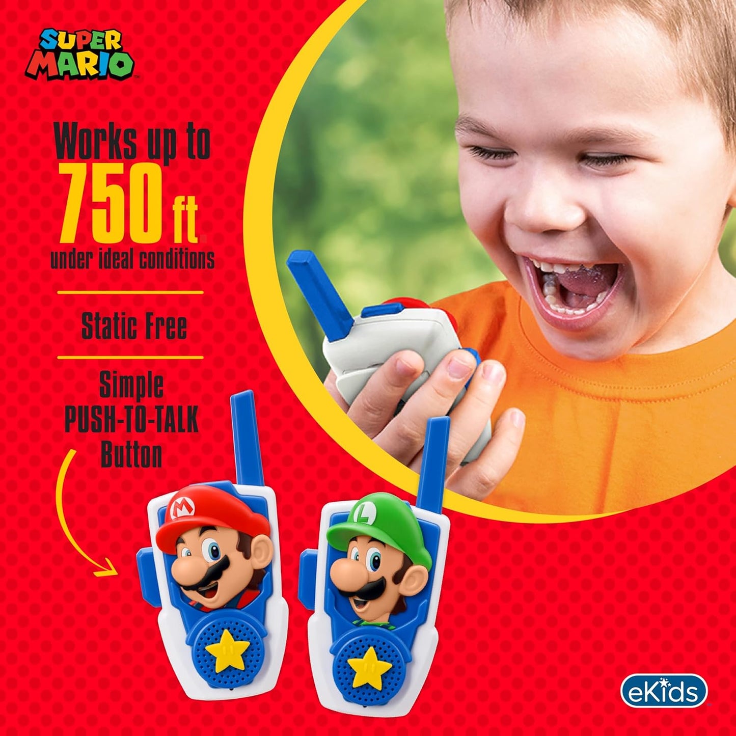 Walkie-talkies Super Mario Bros Para Niños De 3 Años En Adelante.