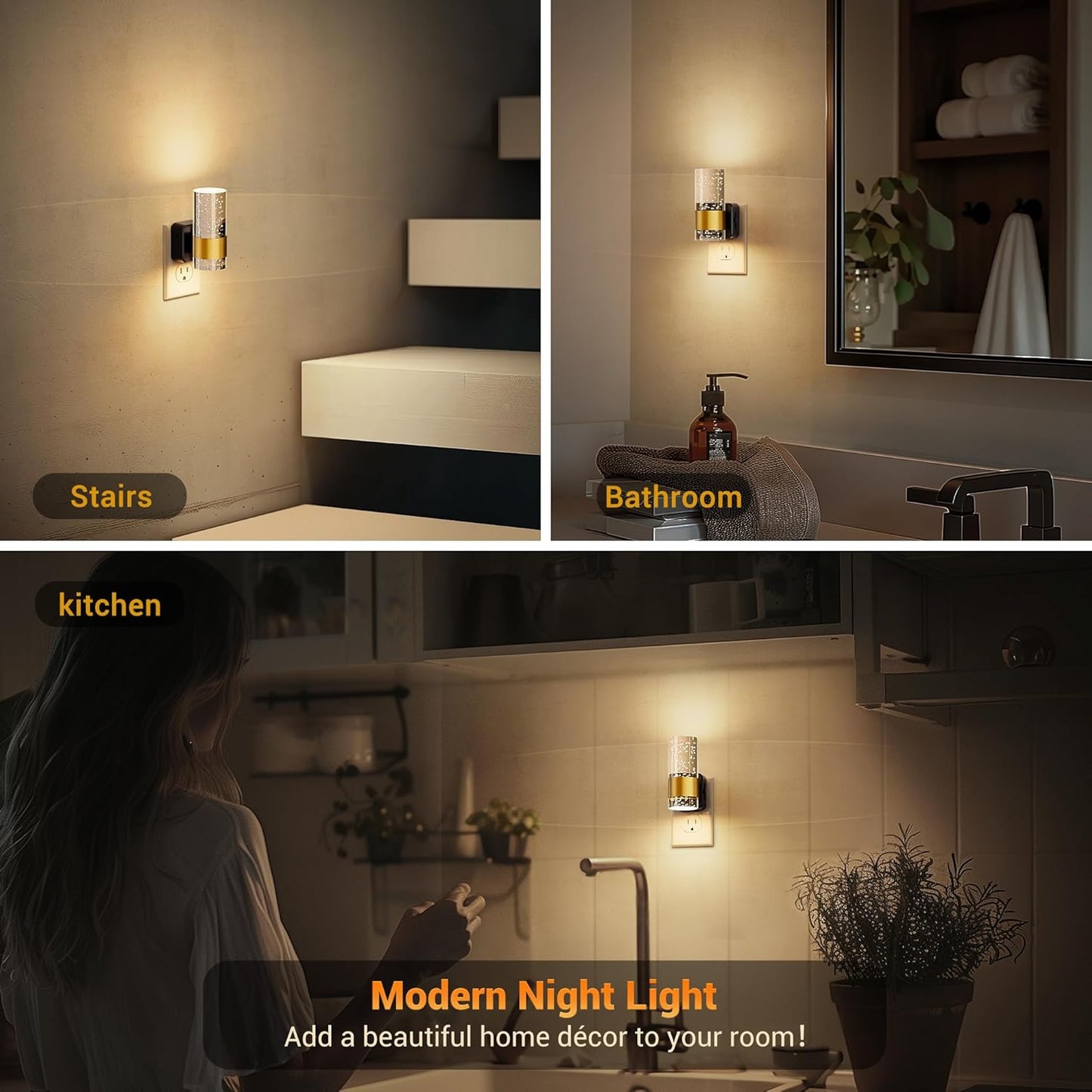 Luz Nocturna JandCase LED Regulable De 3000 K Con Brillo Ajustable (2)