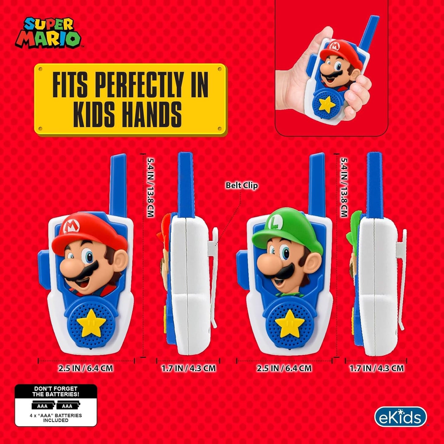 Walkie-talkies Super Mario Bros Para Niños De 3 Años En Adelante.