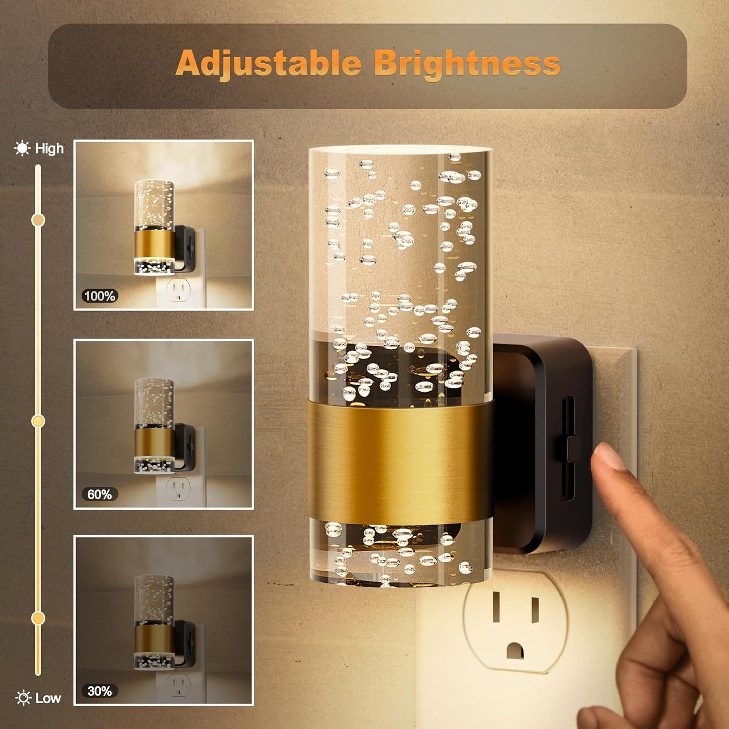 Luz Nocturna JandCase LED Regulable De 3000 K Con Brillo Ajustable (2)